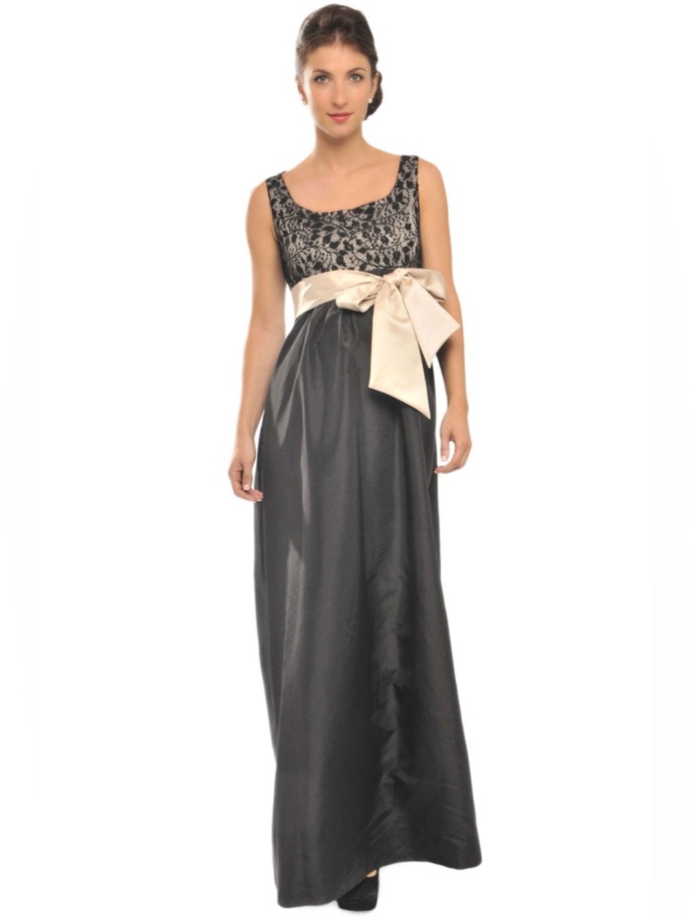 NEW Olian Ava Maternity Gown Dress Evening Wear Lace Satin Belt NWT Size Medium